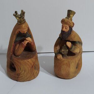 Vintage 1983 Roma Fontanini Carved Nativity Wiseman Gold Crowns 5" Christmas